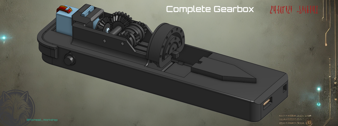 Completed Whistling Birds gearbox assembly — what you will have built by the end of this stage
