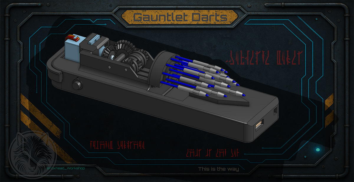 Mandalorian Whistling Birds Gauntlet Darts DIY kit components laid out