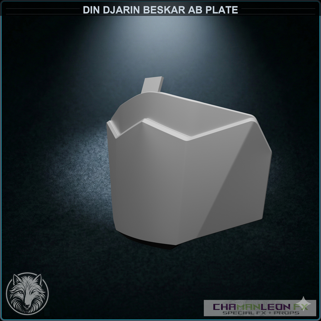 Din Djarin Beskar Ab Plate (Chamanleon FX) - Raw 3D Print - 3/4 View