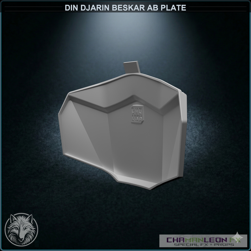 Din Djarin Beskar Ab Plate (Chamanleon FX) - Raw 3D Print - Rear 3/4