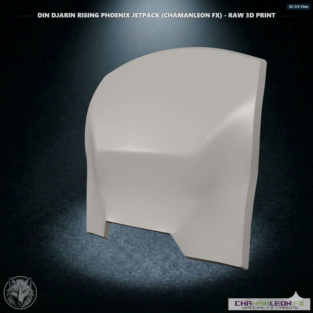 Din Djarin Beskar Backplate (Chamanleon FX) - Raw 3D Print - 3/4 View