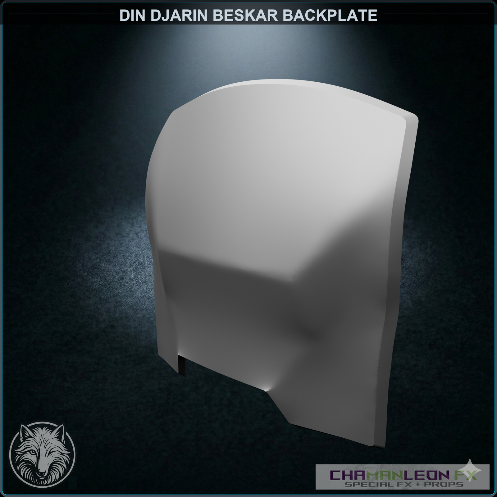 Din Djarin Beskar Backplate (Chamanleon FX) - Raw 3D Print - 3/4 View