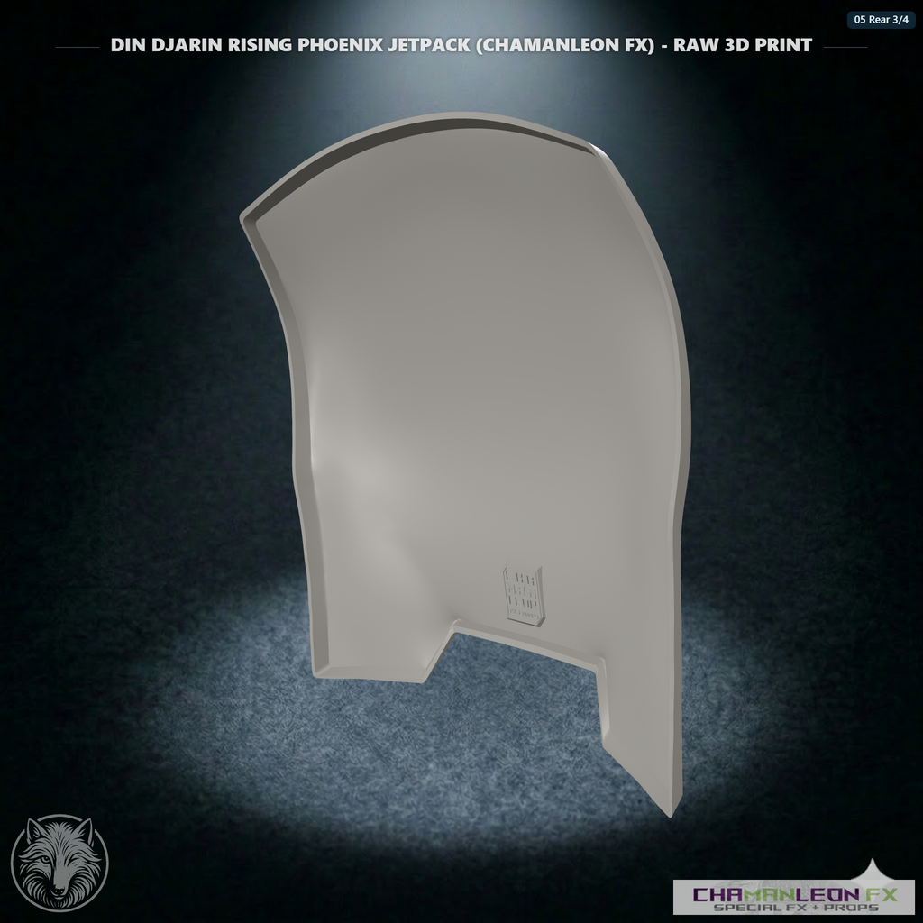 Din Djarin Beskar Backplate (Chamanleon FX) - Raw 3D Print - Rear 3/4