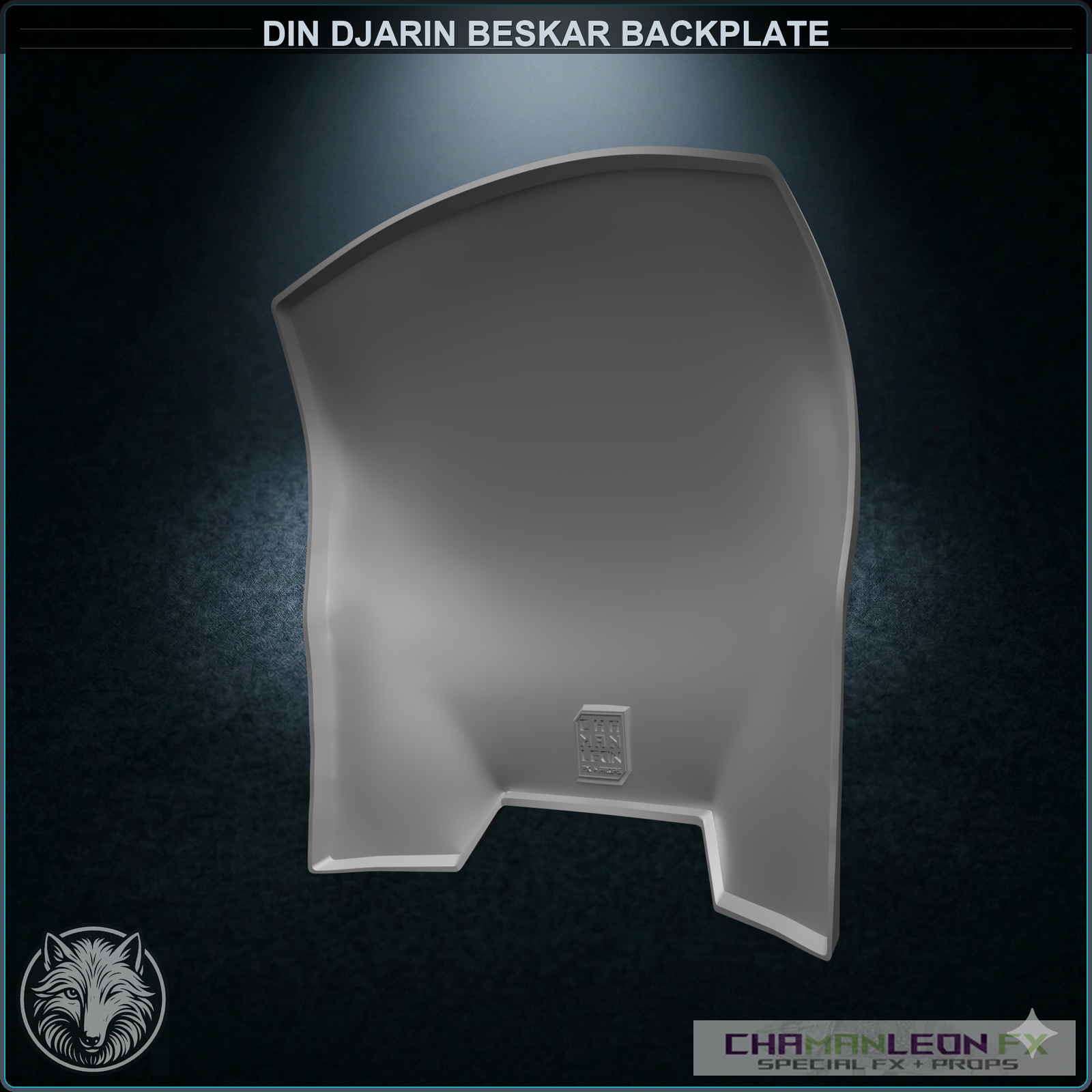 Din Djarin Beskar Backplate (Chamanleon FX) - Raw 3D Print - Rear 3/4