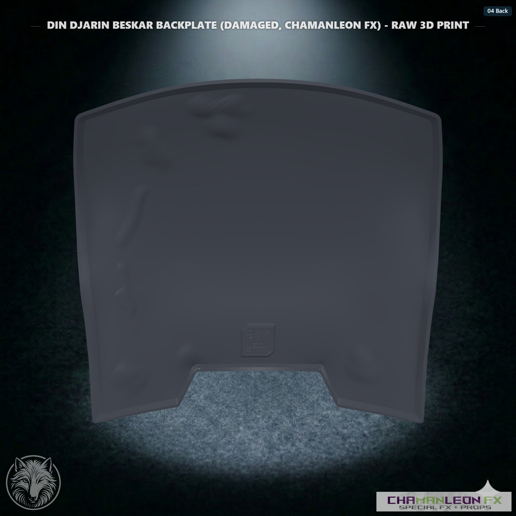 Din Djarin Beskar Backplate (Damaged, Chamanleon FX) - Raw 3D Print - Back