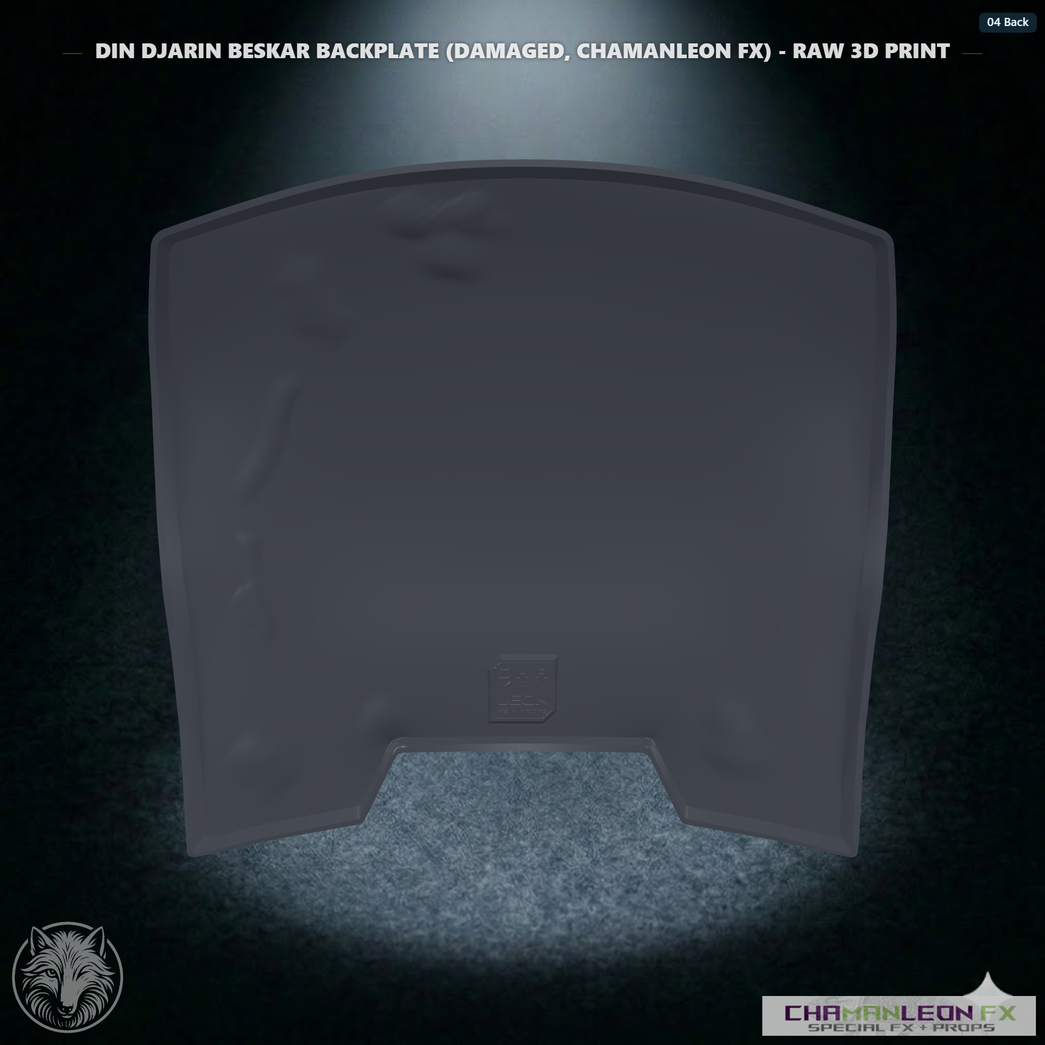 Din Djarin Beskar Backplate (Damaged, Chamanleon FX) - Raw 3D Print - Back