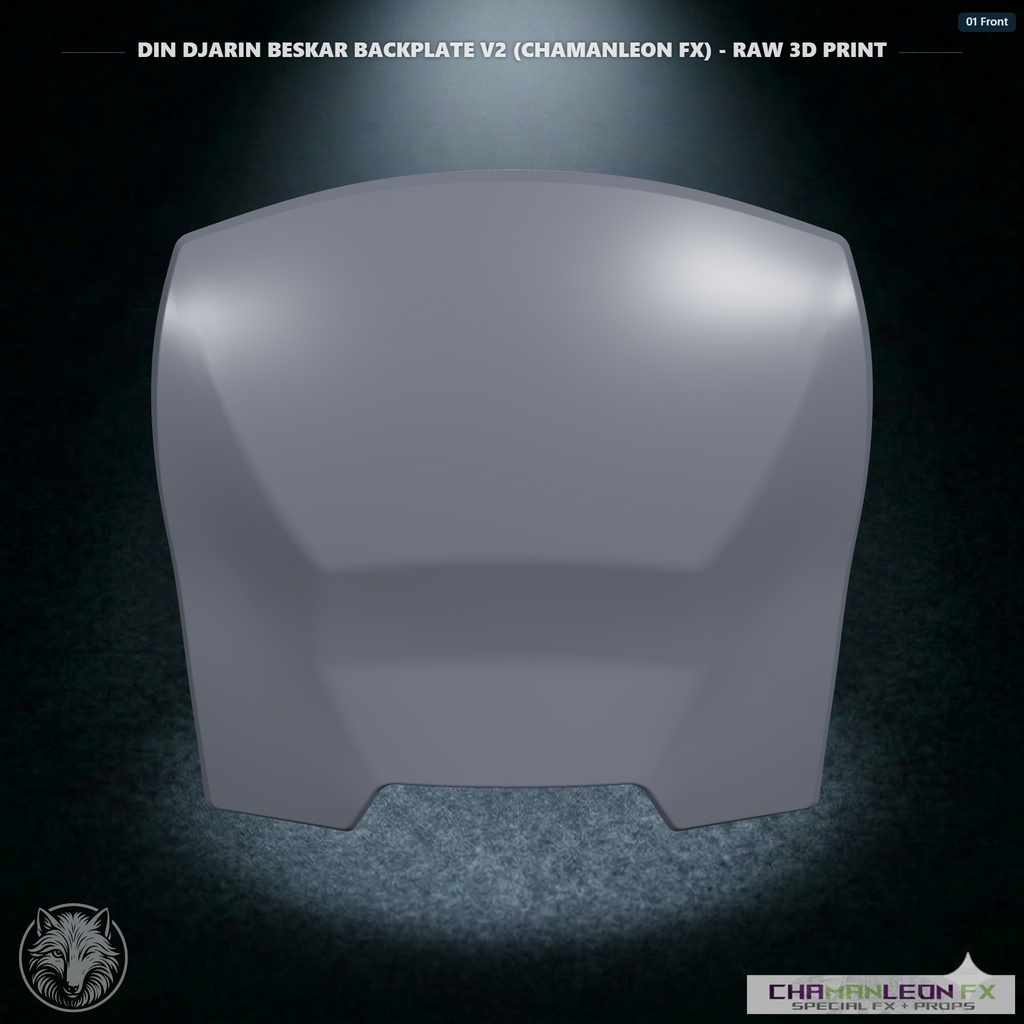 Din Djarin Beskar Backplate V2 (Chamanleon FX) - Raw 3D Print - Front