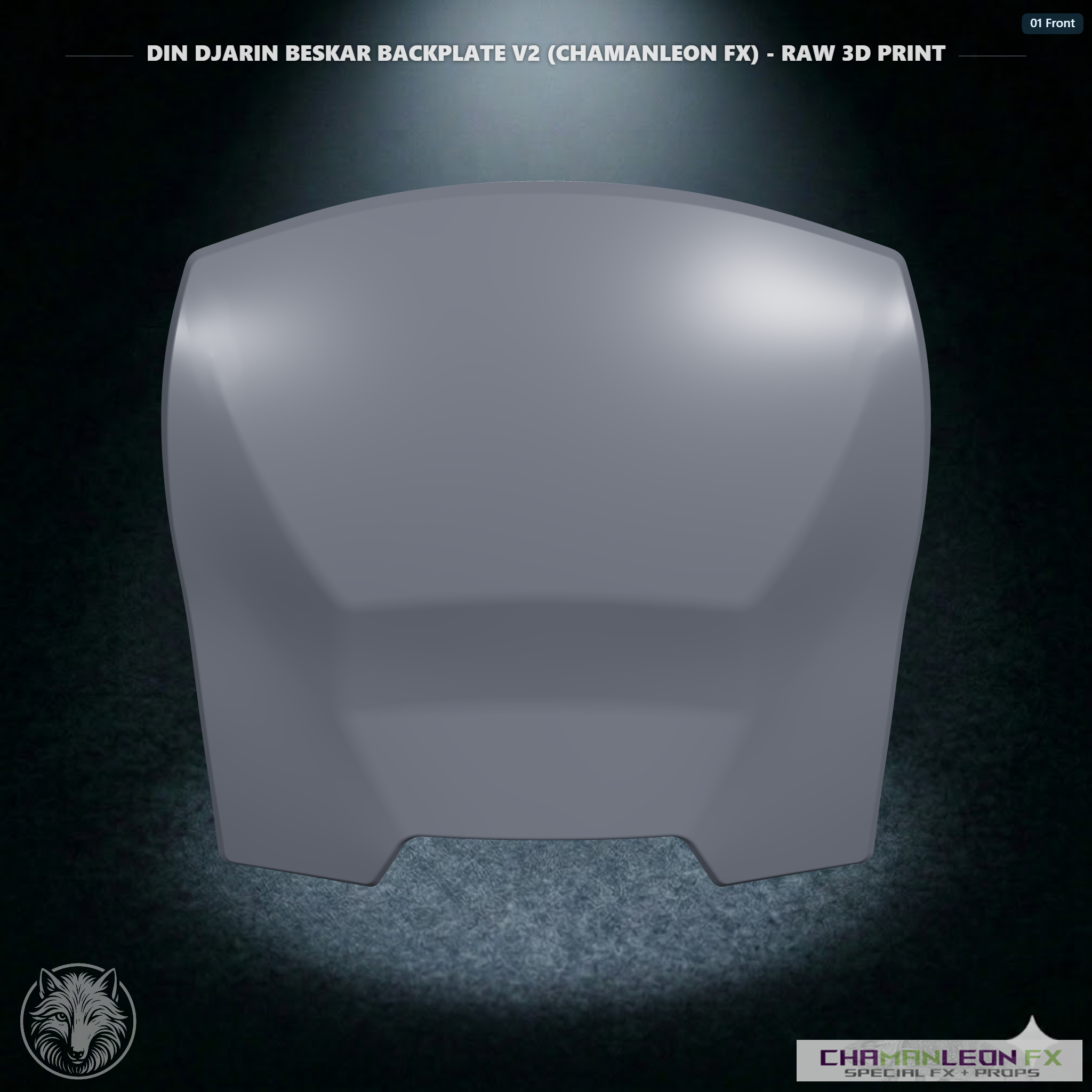 Din Djarin Beskar Backplate V2 (Chamanleon FX) - Raw 3D Print - Front