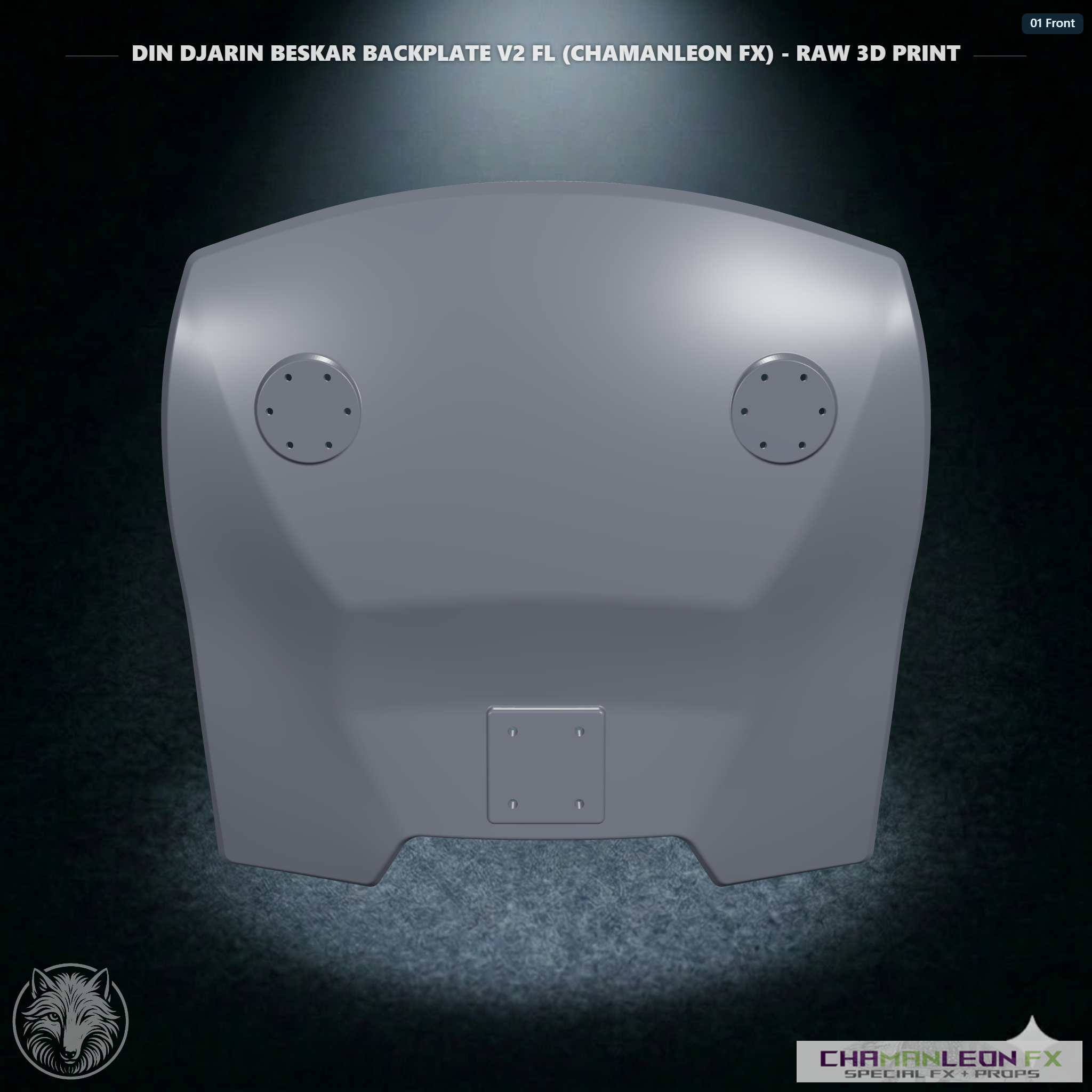 Din Djarin Beskar Backplate V2 FL (Chamanleon FX) - Raw 3D Print - Front
