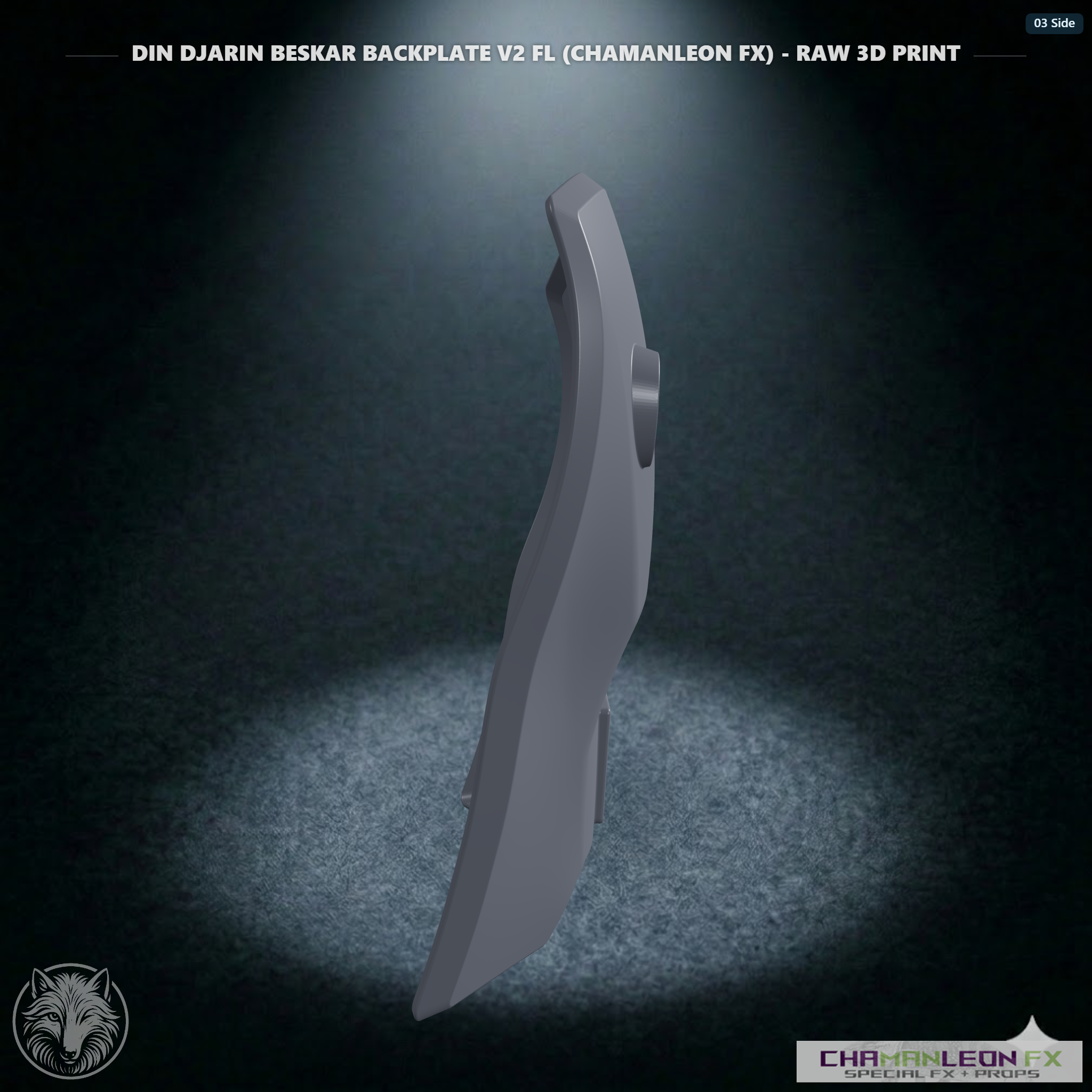 Din Djarin Beskar Backplate V2 FL (Chamanleon FX) - Raw 3D Print - Side