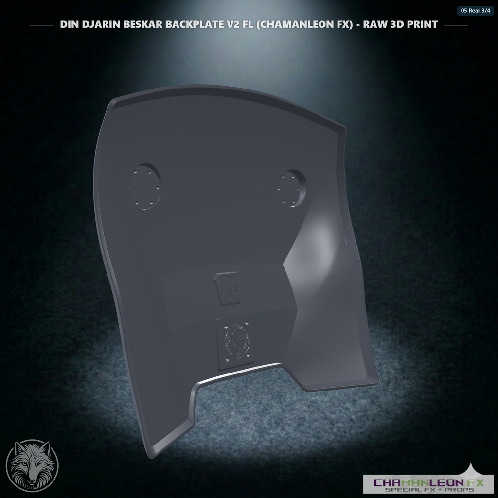Din Djarin Beskar Backplate V2 FL (Chamanleon FX) - Raw 3D Print - Rear 3/4