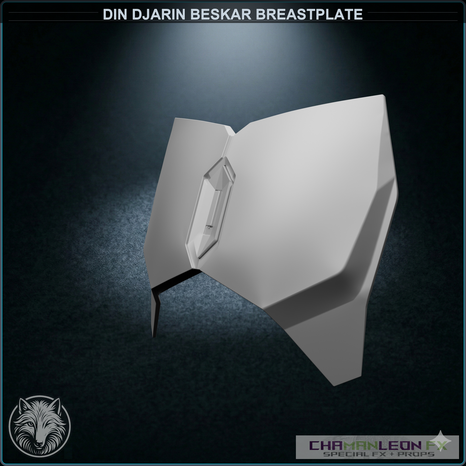 Din Djarin Beskar Breastplate (Chamanleon FX) - Raw 3D Print - 3/4 View