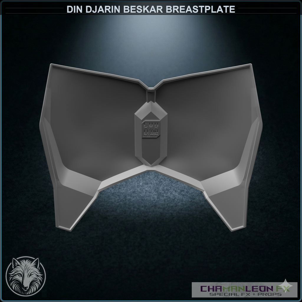 Din Djarin Beskar Breastplate (Chamanleon FX) - Raw 3D Print - Back