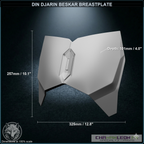 Din Djarin Beskar Breastplate (Chamanleon FX) - Raw 3D Print - Dimensions