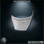 Din Djarin Butt Plate (Chamanleon FX) - Raw 3D Print - Rear 3/4