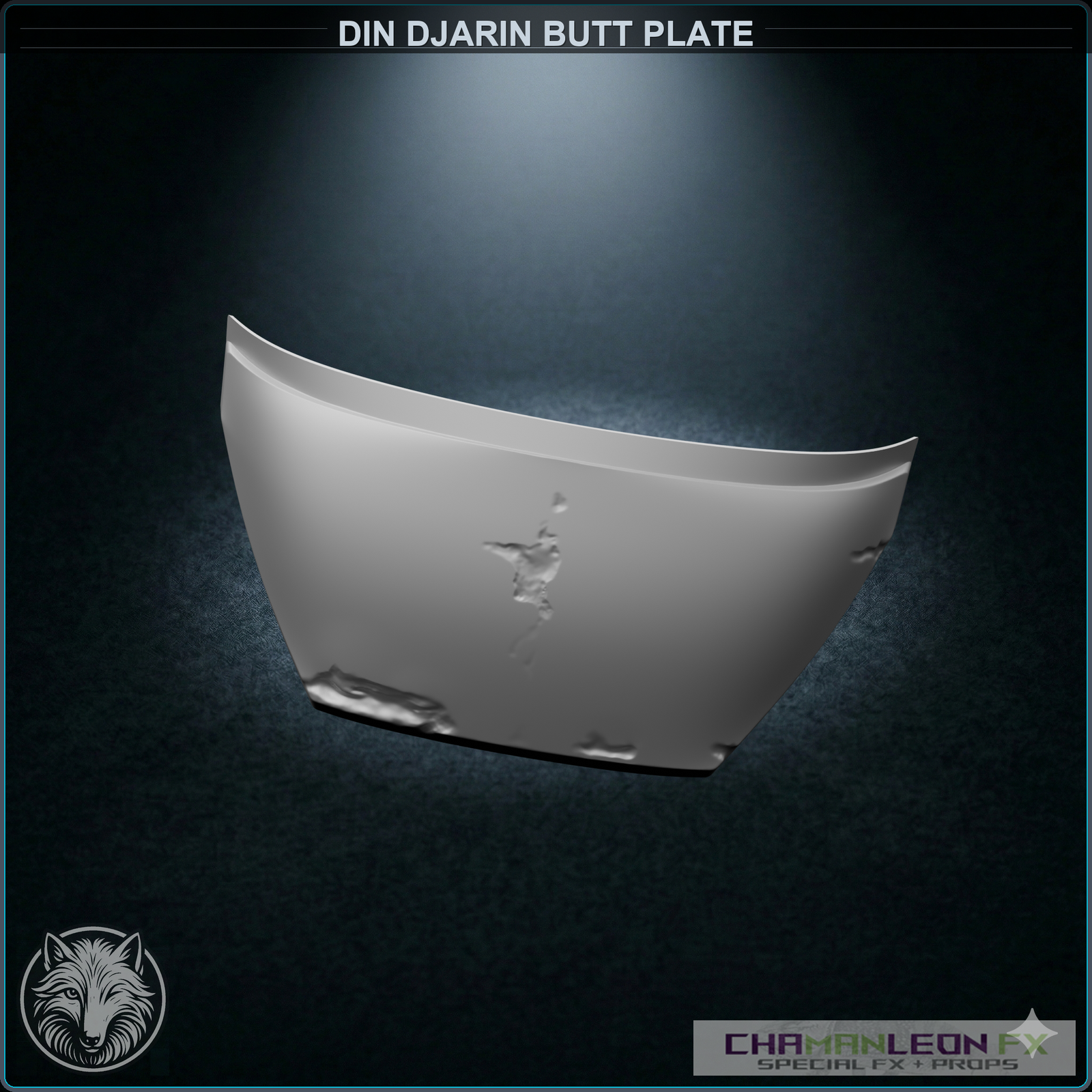 Din Djarin Butt Plate (Damaged, Chamanleon FX) - Raw 3D Print - Front