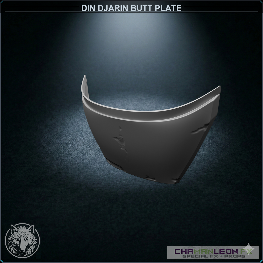 Din Djarin Butt Plate (Damaged, Chamanleon FX) - Raw 3D Print - 3/4 View