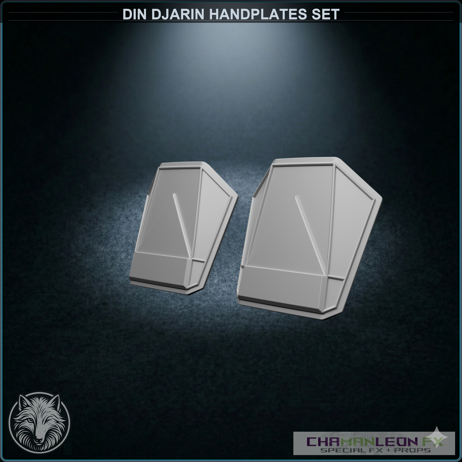 Din Djarin Handplates Set (Chamanleon FX) - Raw 3D Print - 3/4 View