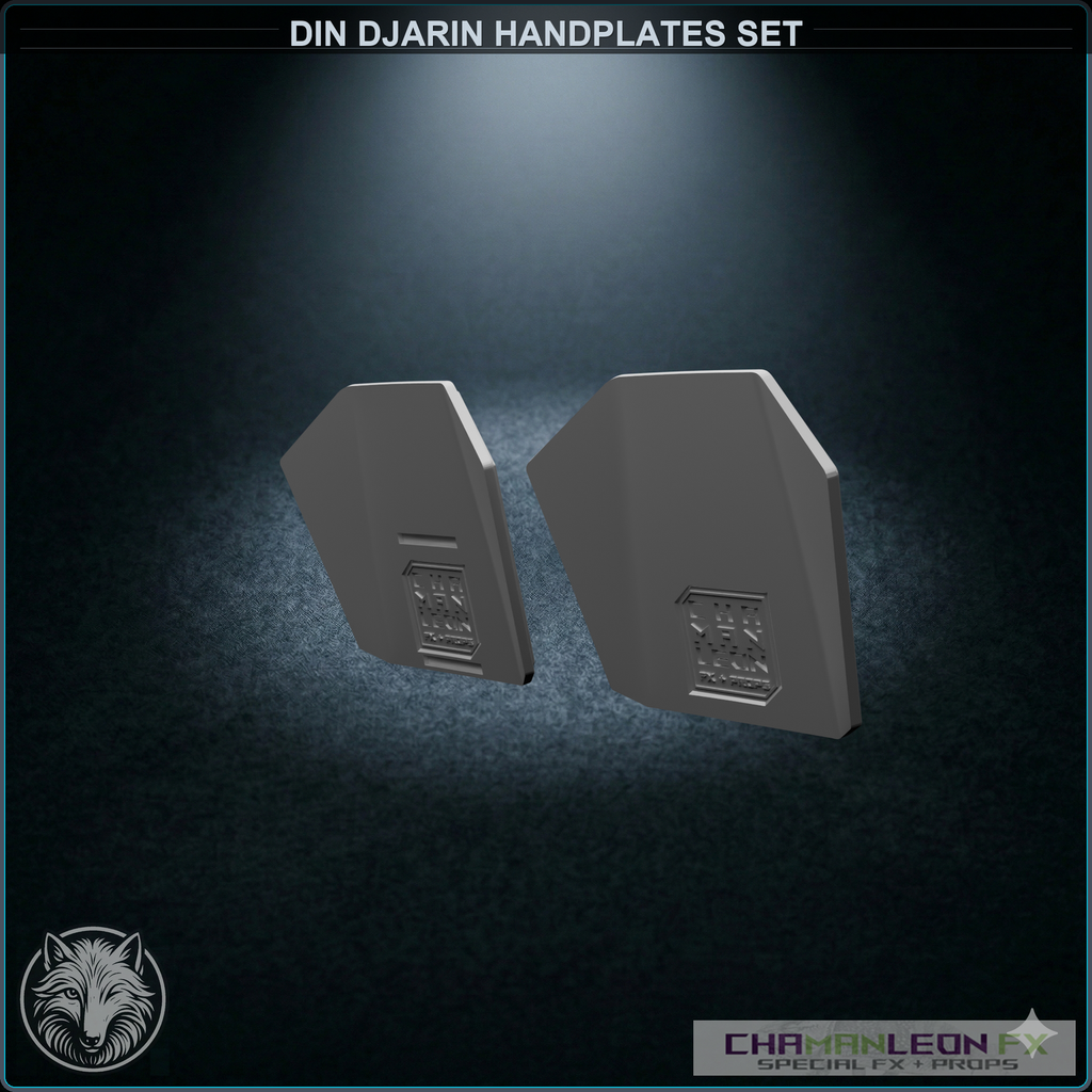 Din Djarin Handplates Set (Chamanleon FX) - Raw 3D Print - Rear 3/4