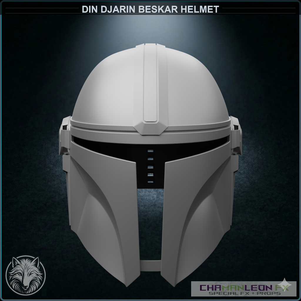 Din Djarin Beskar Helmet (Chamanleon FX) - Raw 3D Print - Front
