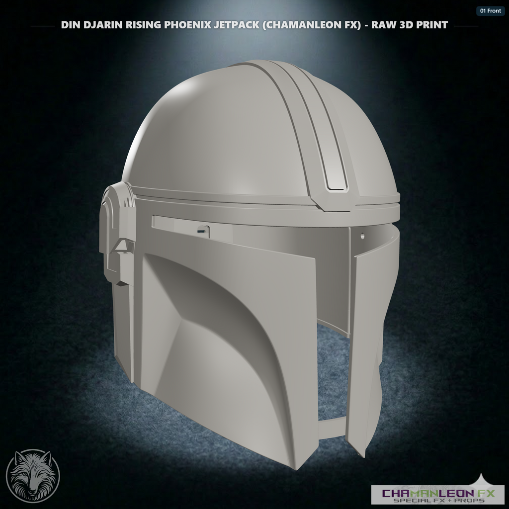 Din Djarin Beskar Helmet (Chamanleon FX) - Raw 3D Print - Front