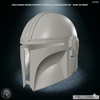 Din Djarin Beskar Helmet (Chamanleon FX) - Raw 3D Print - 3/4 View