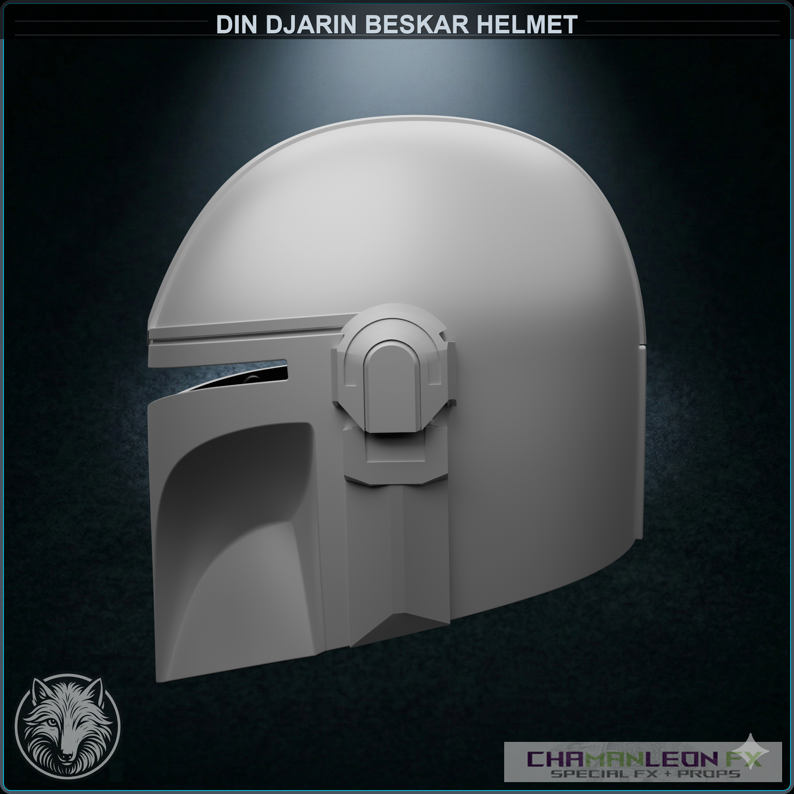 Din Djarin Beskar Helmet (Chamanleon FX) - Raw 3D Print - Side