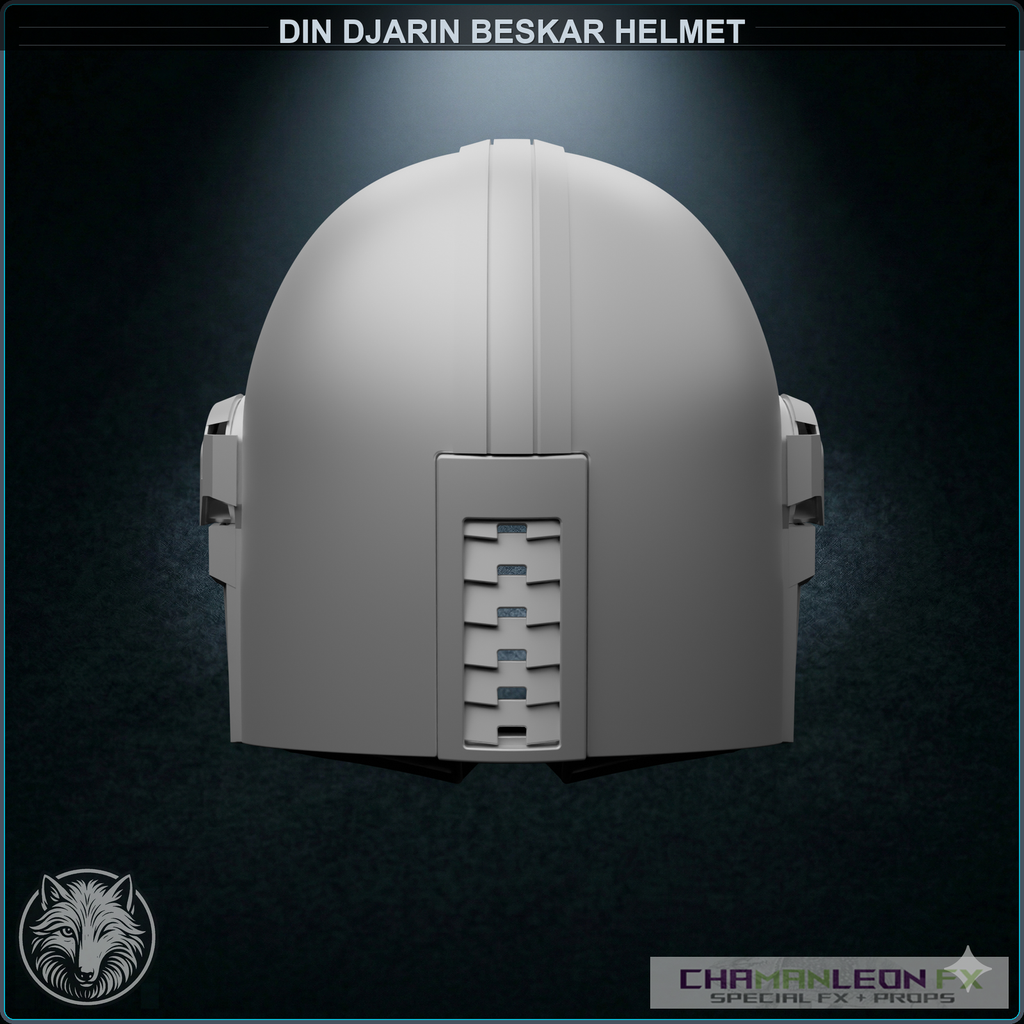 Din Djarin Beskar Helmet (Chamanleon FX) - Raw 3D Print - Back