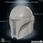 Din Djarin Beskar Helmet (Chamanleon FX) - Raw 3D Print - Dimensions