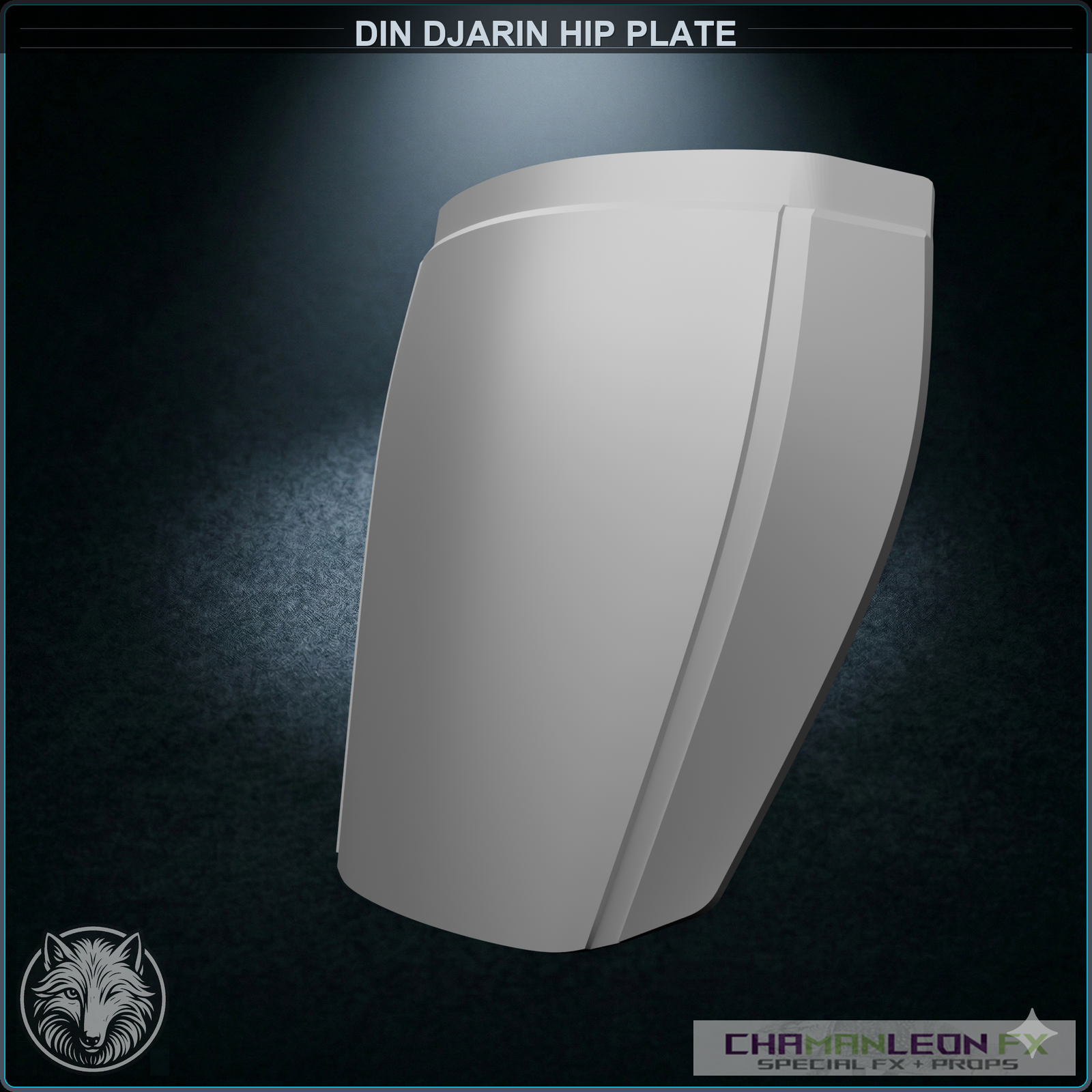 Din Djarin Hip Plate (Chamanleon FX) - Raw 3D Print - 3/4 View