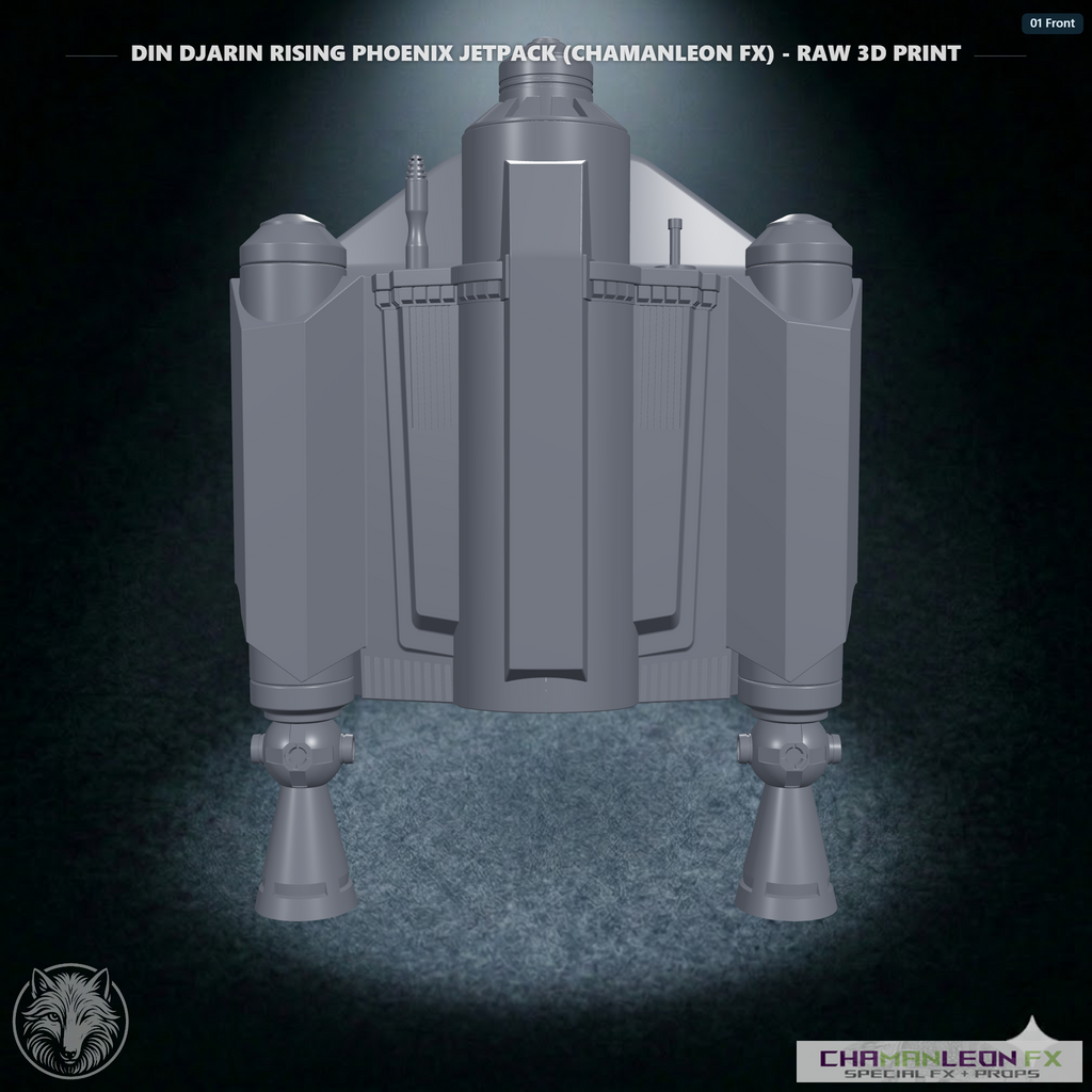 Din Djarin Rising Phoenix Jetpack (Chamanleon FX) - Raw 3D Print - Front