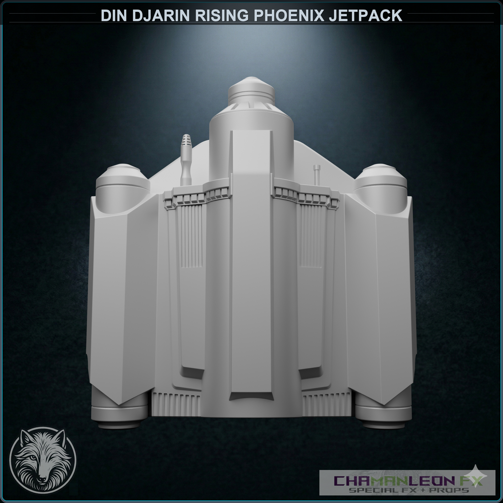 Din Djarin Rising Phoenix Jetpack (Chamanleon FX) - Raw 3D Print - Front