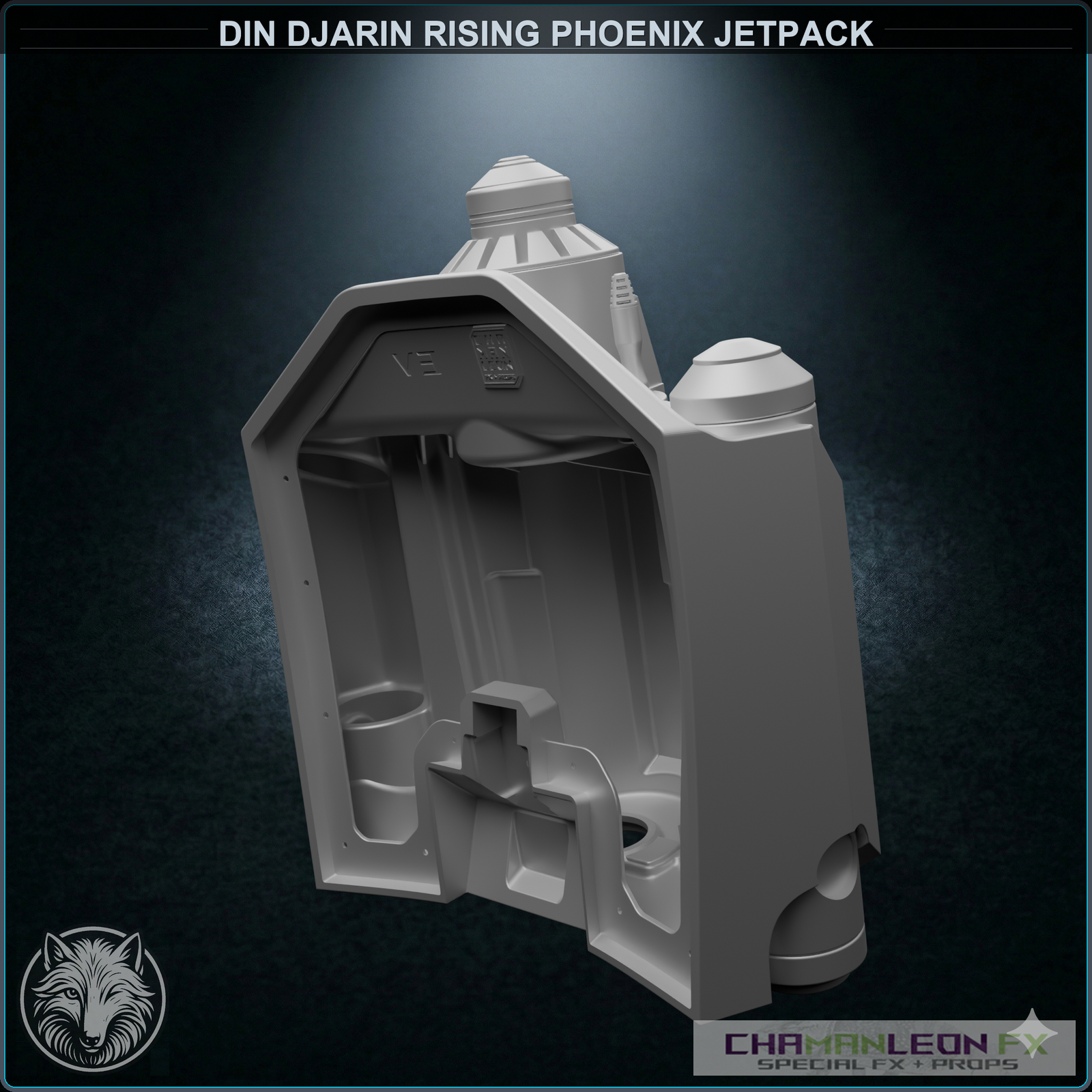 Din Djarin Rising Phoenix Jetpack (Chamanleon FX) - Raw 3D Print - Rear 3/4