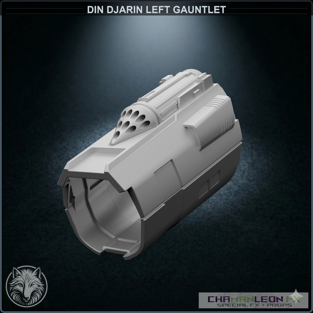 Din Djarin Left Gauntlet - Whistling Birds (Chamanleon FX) - Raw 3D Print - 3/4 View