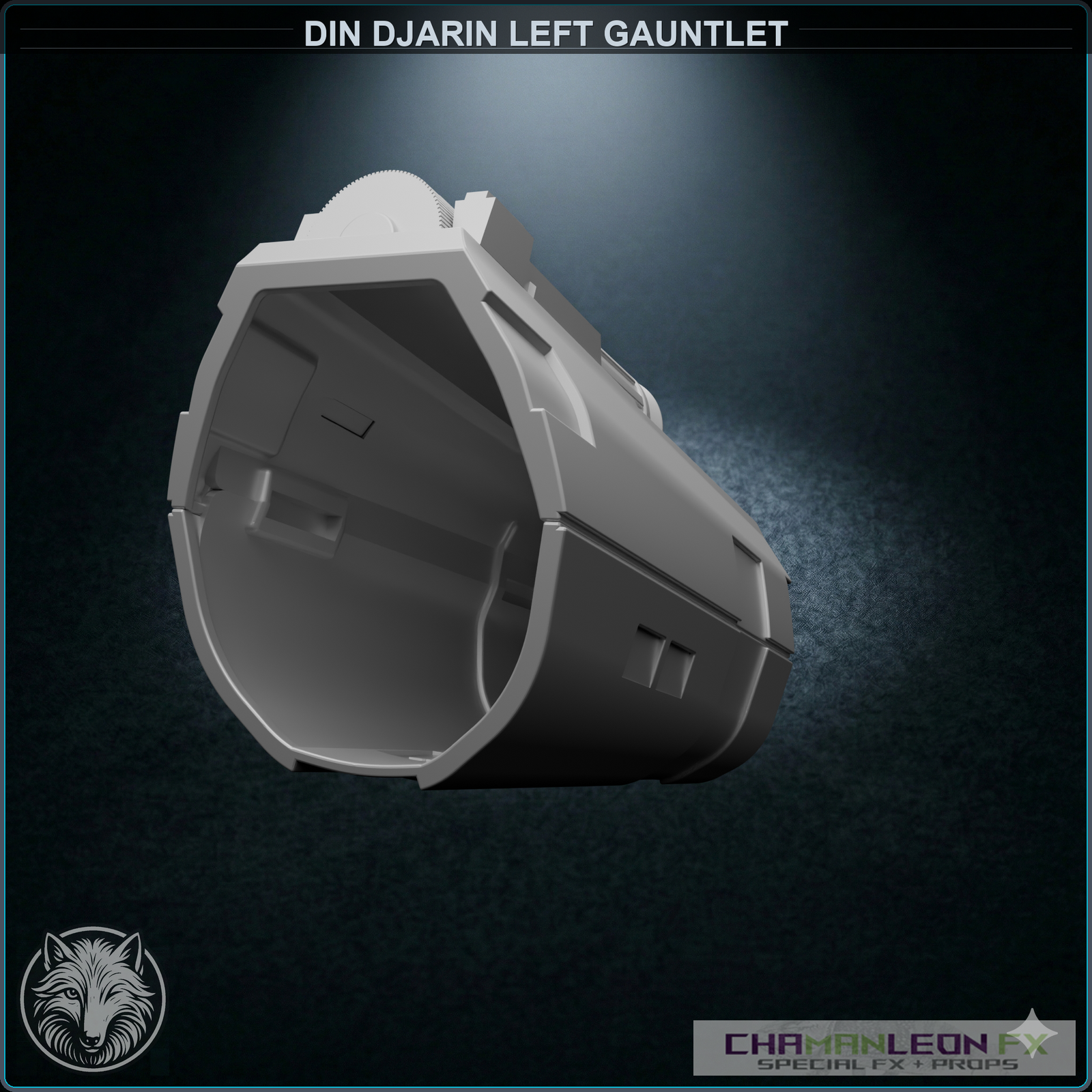 Din Djarin Left Gauntlet - Whistling Birds (Chamanleon FX) - Raw 3D Print - Rear 3/4