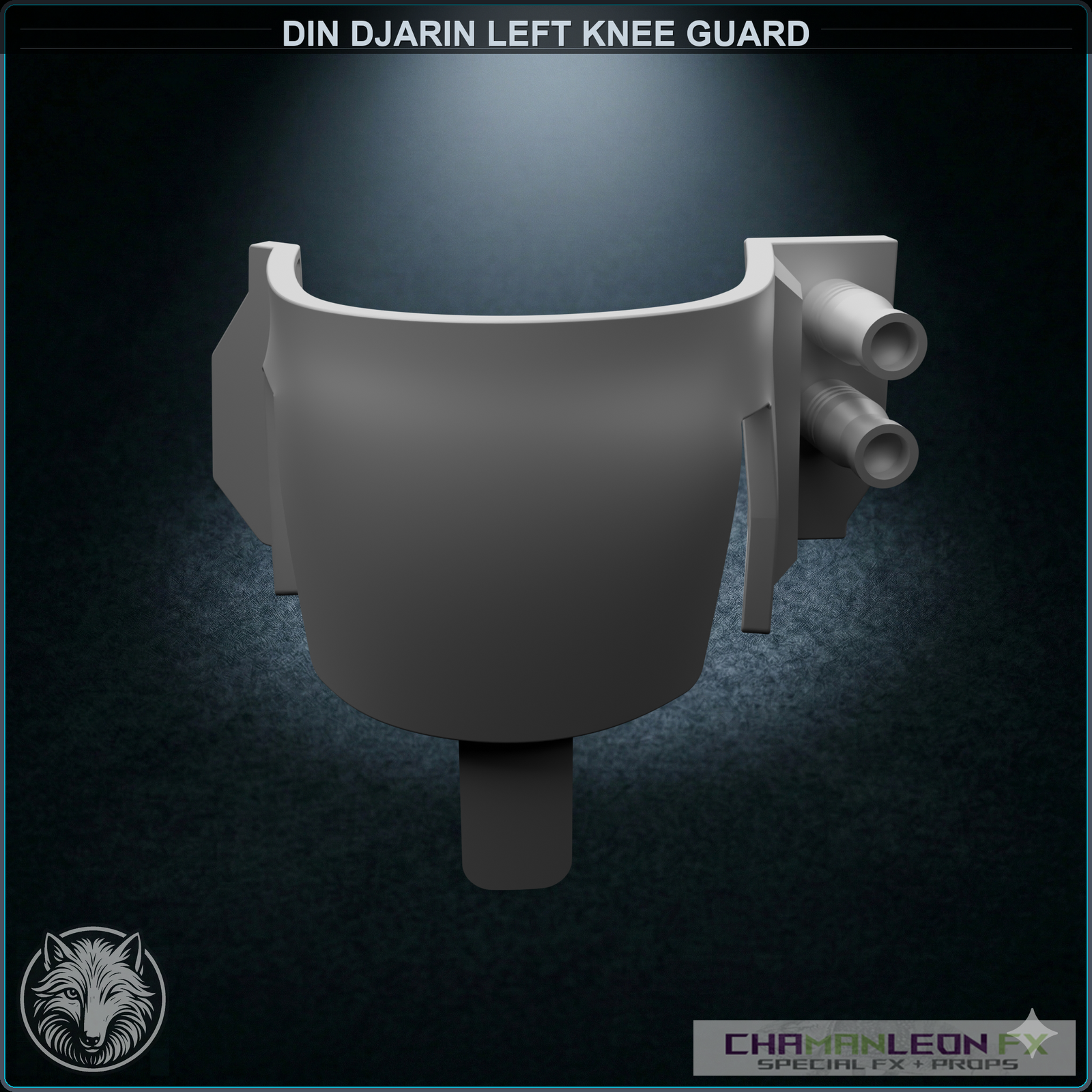 Din Djarin Left Knee Guard (Undamaged, Chamanleon FX) - Raw 3D Print - Front