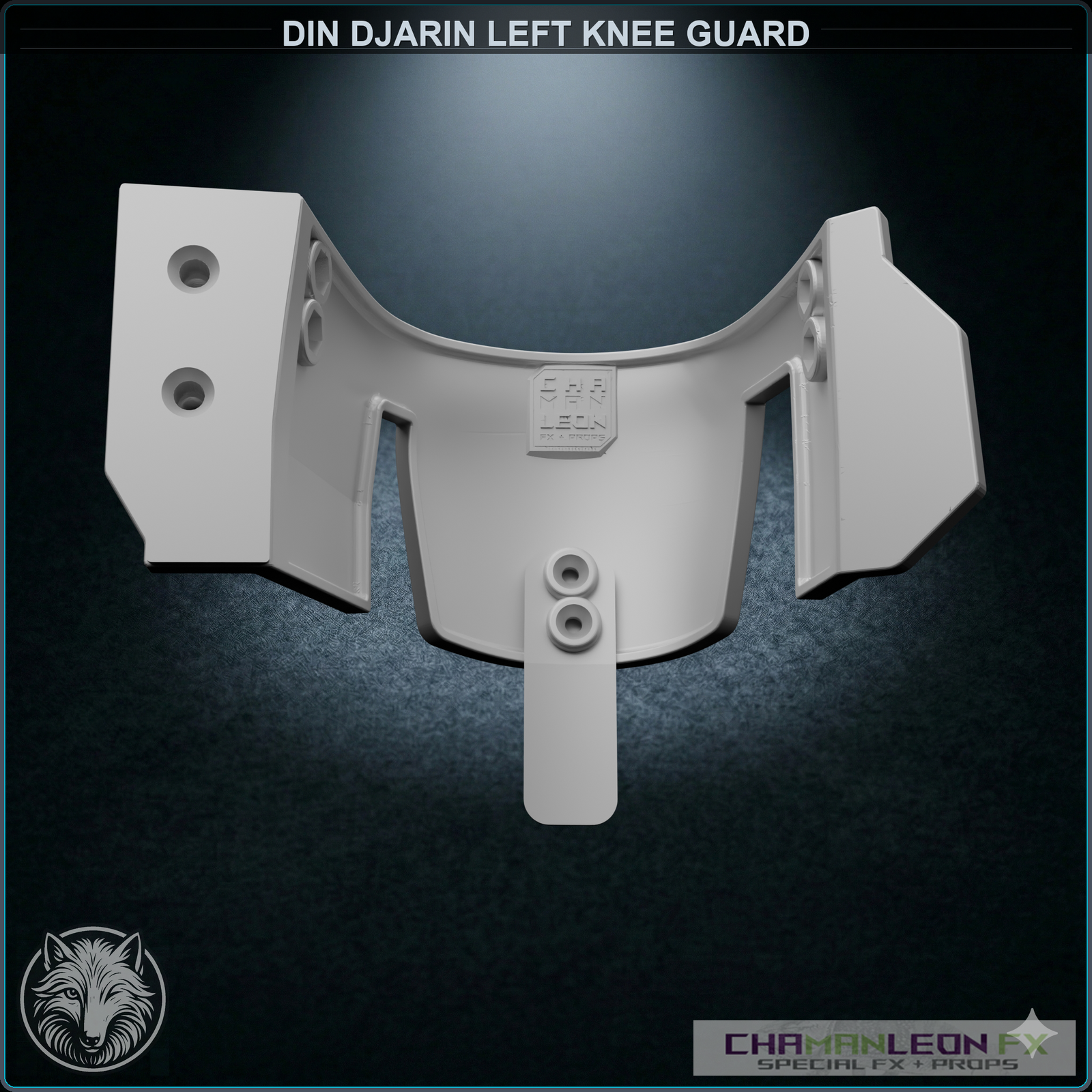Din Djarin Left Knee Guard (Damaged, Chamanleon FX) - Raw 3D Print - Back