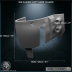 Din Djarin Left Knee Guard (Damaged, Chamanleon FX) - Raw 3D Print - Dimensions