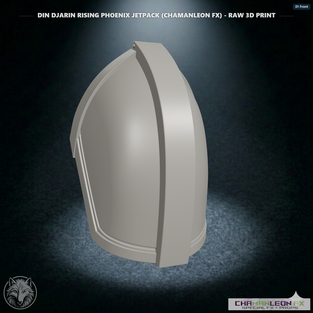 Din Djarin Left Shoulder Pauldron (Chamanleon FX) - Raw 3D Print - Front