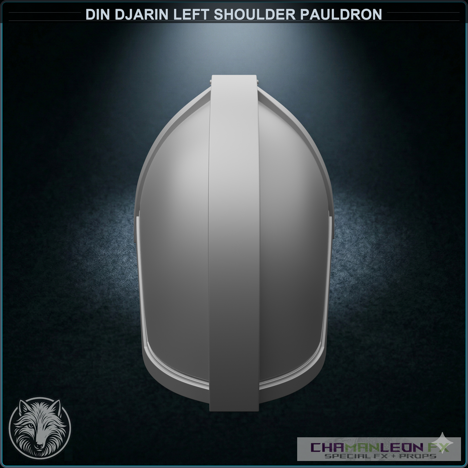 Din Djarin Left Shoulder Pauldron (Chamanleon FX) - Raw 3D Print - Front
