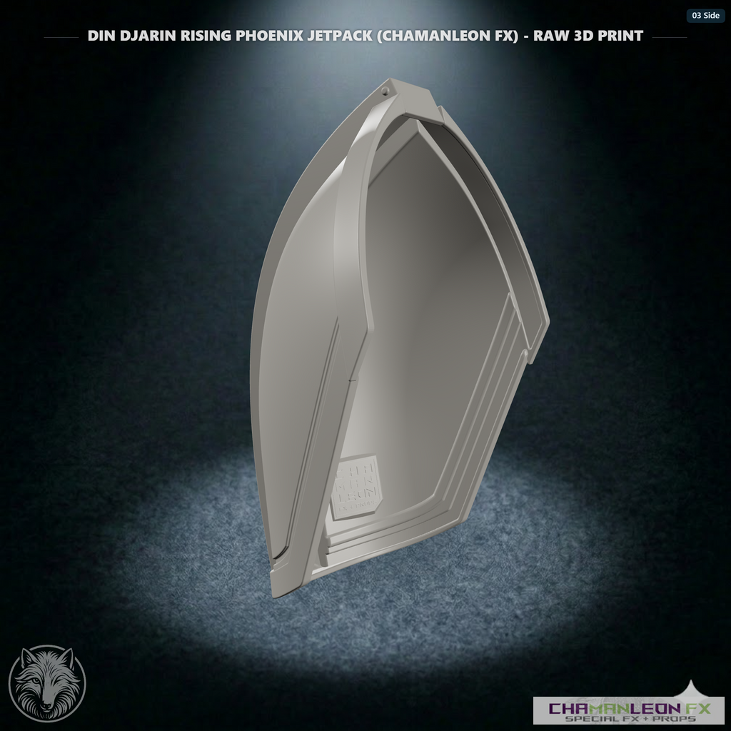 Din Djarin Left Shoulder Pauldron (Chamanleon FX) - Raw 3D Print - Side
