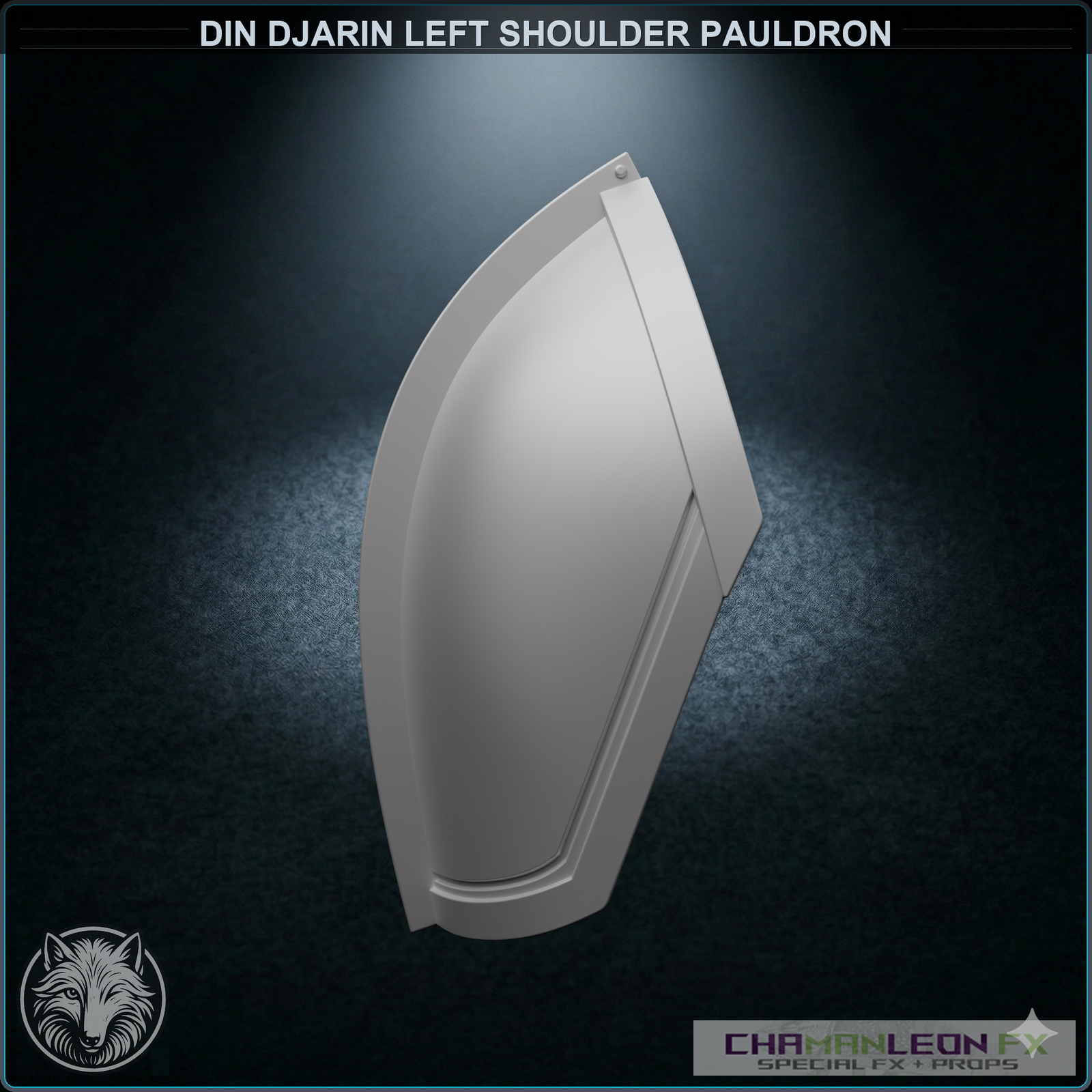 Din Djarin Left Shoulder Pauldron (Chamanleon FX) - Raw 3D Print - Side