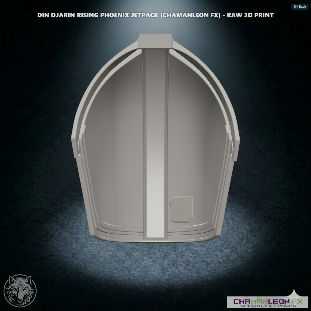 Din Djarin Left Shoulder Pauldron (Chamanleon FX) - Raw 3D Print - Back