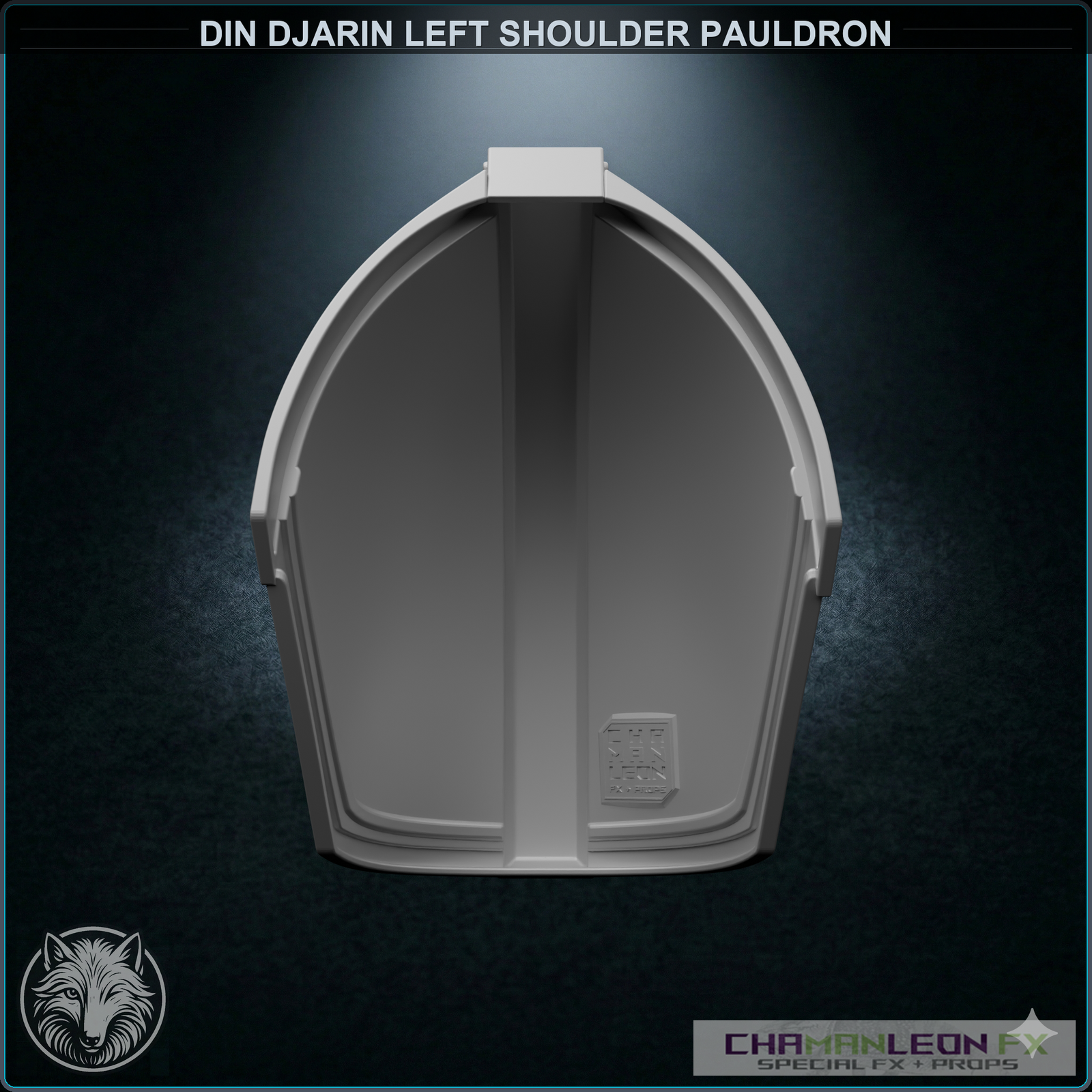 Din Djarin Left Shoulder Pauldron (Chamanleon FX) - Raw 3D Print - Back