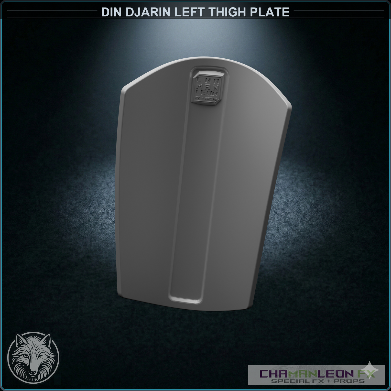 Din Djarin Left Thigh Plate (Chamanleon FX) - Raw 3D Print - Back