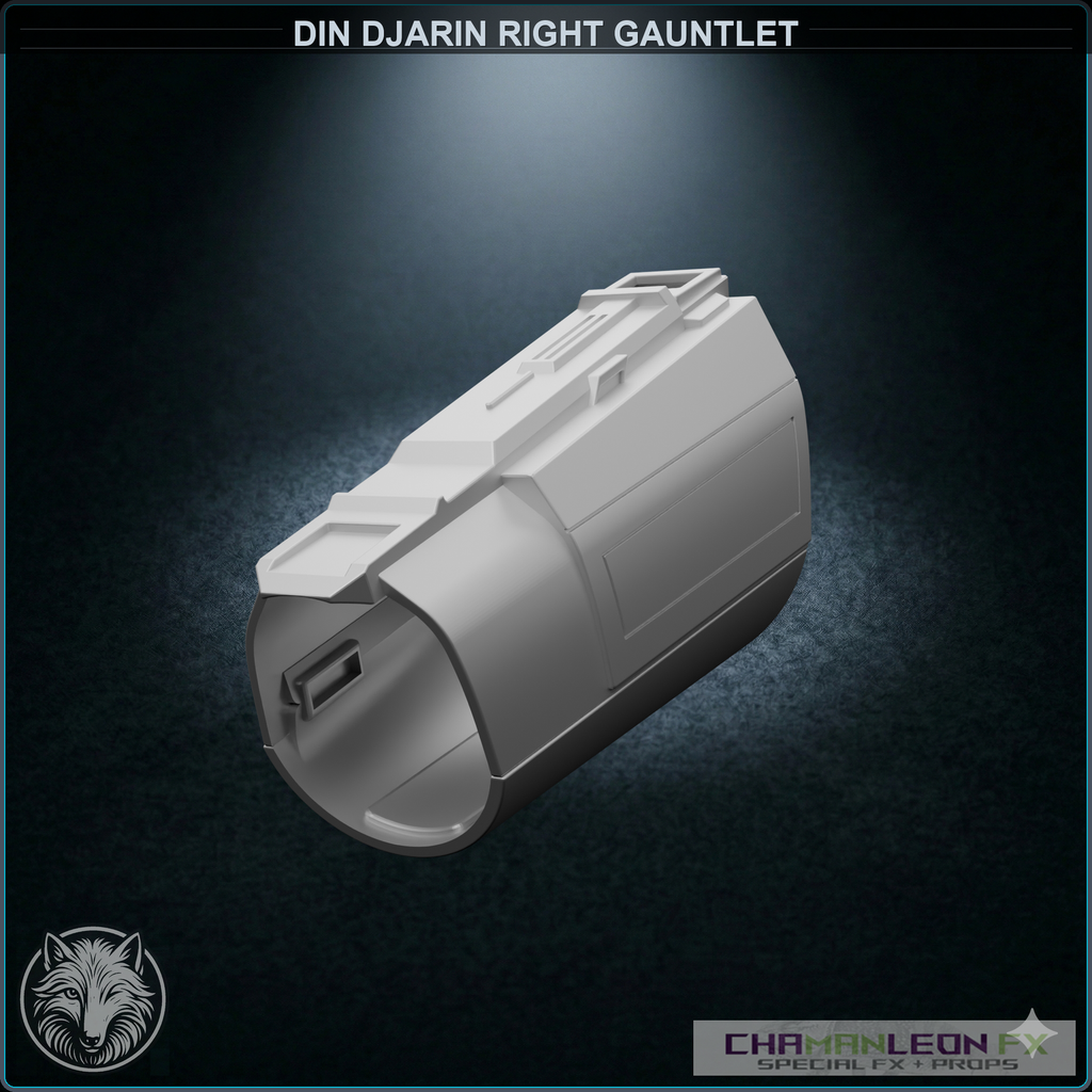 Din Djarin Right Gauntlet - Mandoputer (Chamanleon FX) - Raw 3D Print - 3/4 View