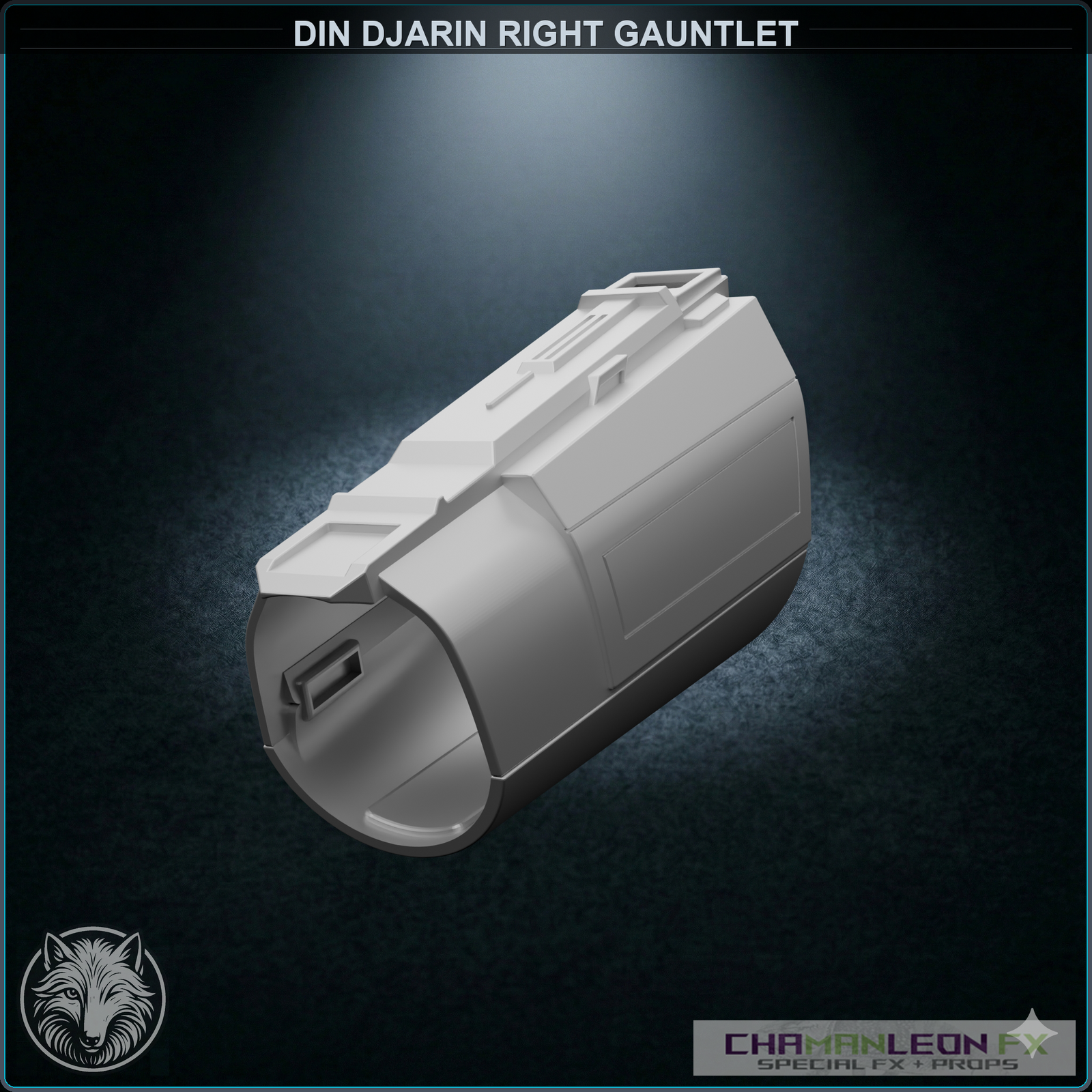 Din Djarin Right Gauntlet - Mandoputer (Chamanleon FX) - Raw 3D Print - 3/4 View