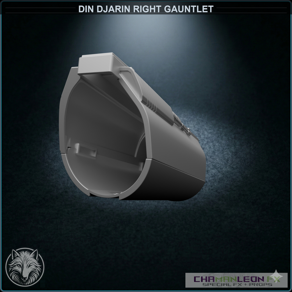 Din Djarin Right Gauntlet - Mandoputer (Chamanleon FX) - Raw 3D Print - Rear 3/4