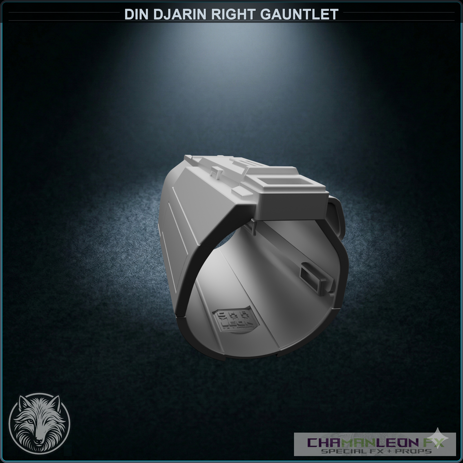 Din Djarin Right Gauntlet - Mandoputer (Chamanleon FX) - Raw 3D Print - Back (Top)