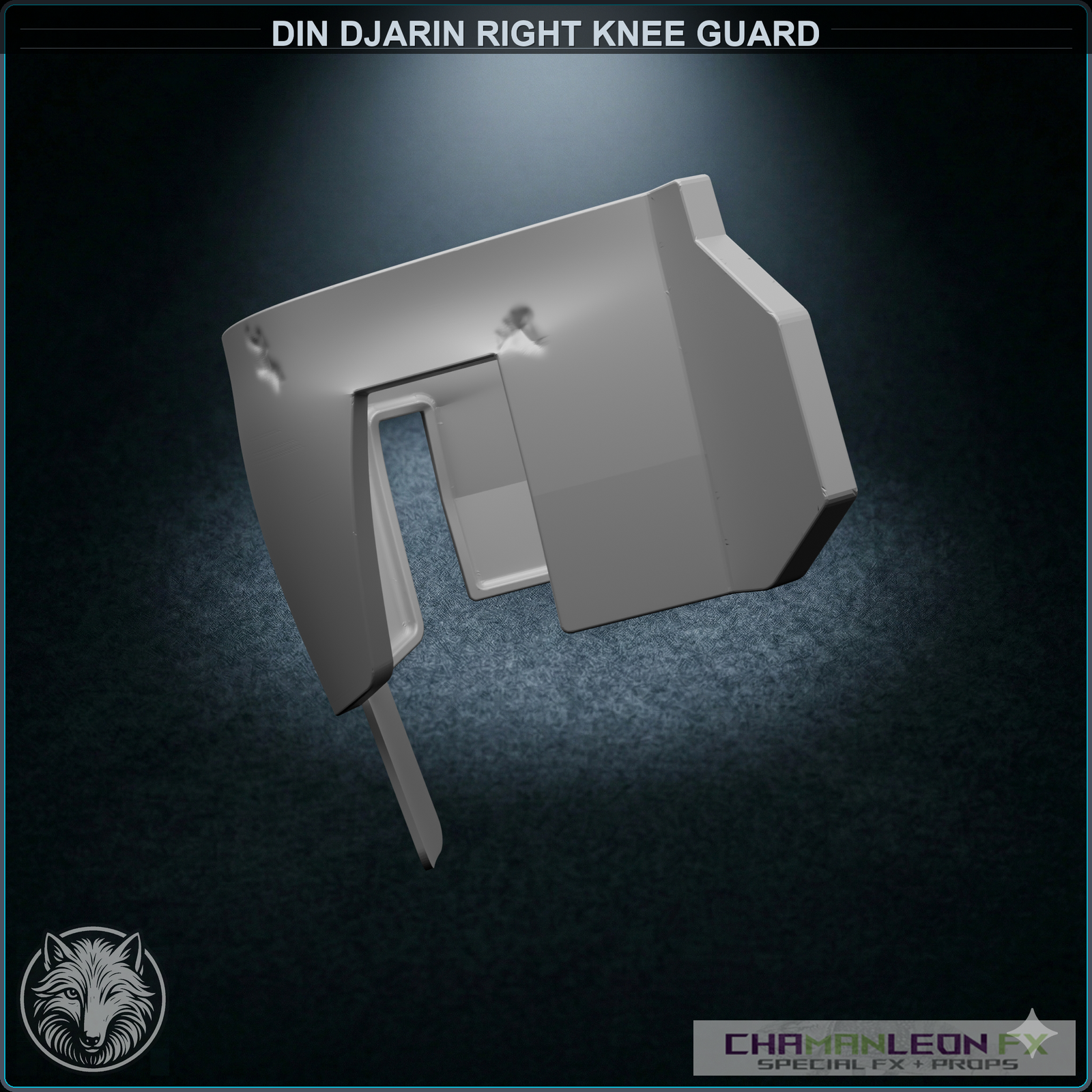 Din Djarin Right Knee Guard (Damaged, Chamanleon FX) - Raw 3D Print - Side